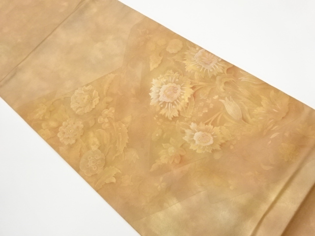 JAPANESE KIMONO / VINTAGE FUKURO OBI / KINSAI / FLOWERS
